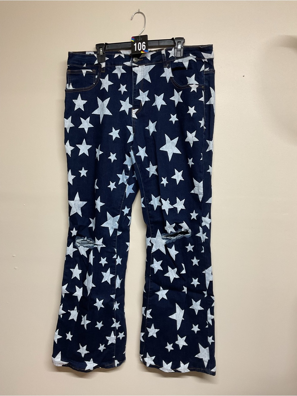 Lucky & Blessed Navy Star Print Flare Jeans